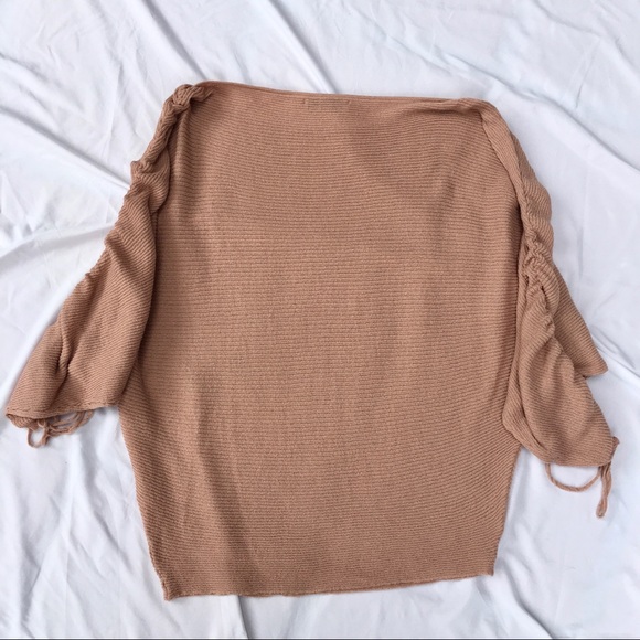 Blush dusty pink Zara slouchy dolman tie sweater - Picture 12 of 14